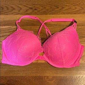 Hot pink lacy bra